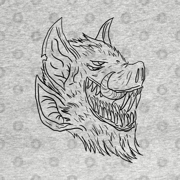 Scary Bat Monster Horror Black Lineart T-Shirt by Moonwing